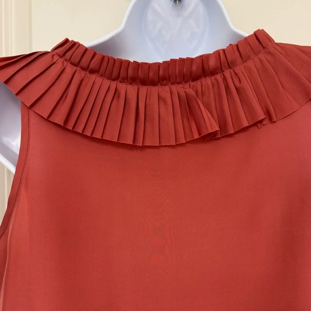 J. Crew Ruffle Collar Sleeveless Silk Blouse 0